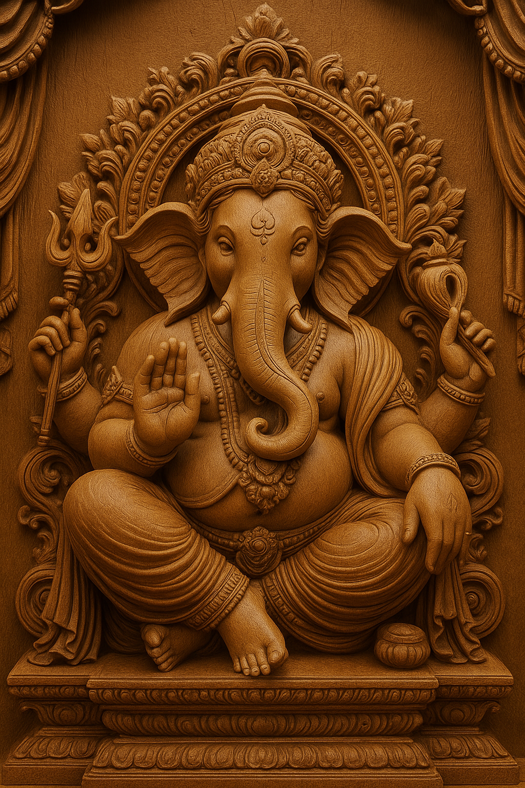 Wooden Lord Ganesha Carving