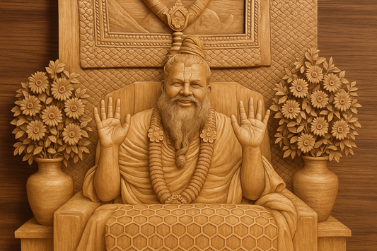 Handcrafted Wooden Premanand Ji Maharaj Wall Art