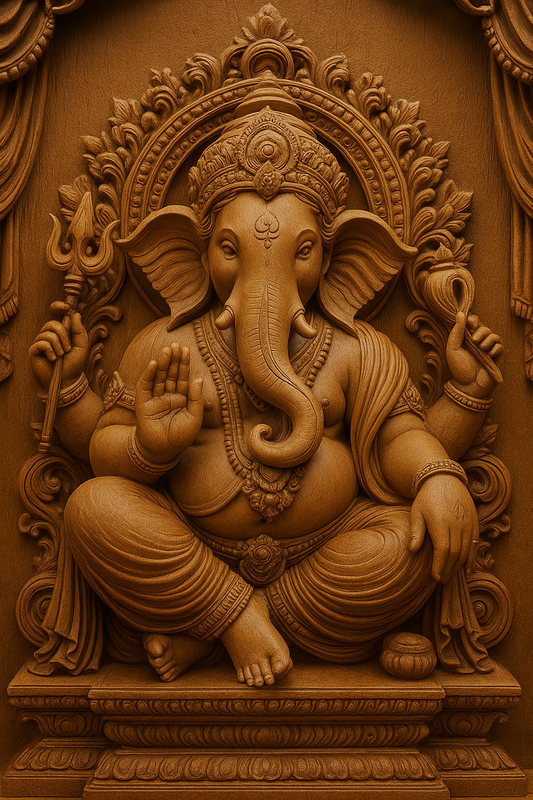 Wooden Lord Ganesha Carving