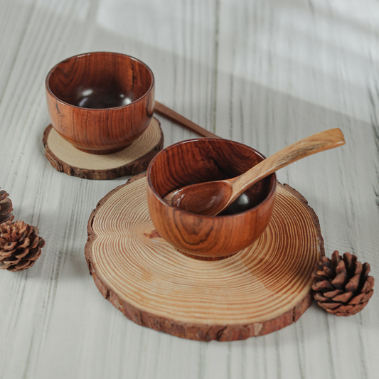 Handcrafted Sheesham Wood Bowl (Single Piece)